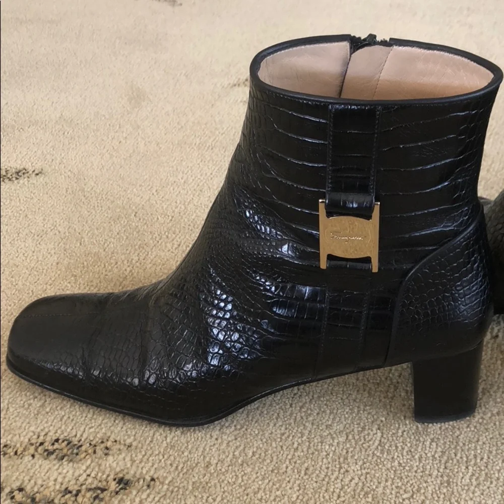 Salvatore Ferragamo Percy Crocodile Leather Bootie